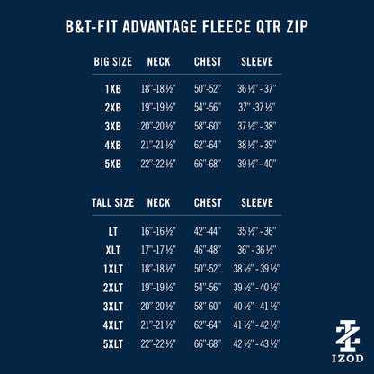 Izod Big & Tall Advantage Performance Quarter Zip Fleece - Black