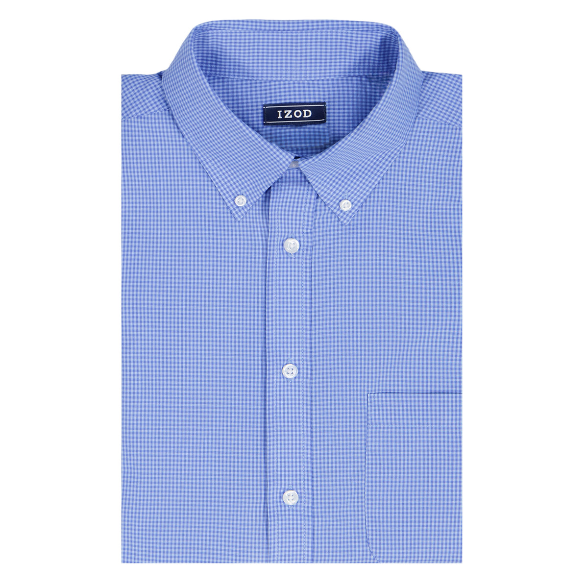 Izod BIG & TALL ALL-OVER STRETCH L/S PLAID BUTTON-DOWN DRESS SHIRT - BLUE B