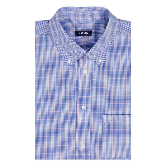 Izod BIG & TALL ALL-OVER STRETCH L/S PLAID BUTTON-DOWN DRESS SHIRT - ULTRAM