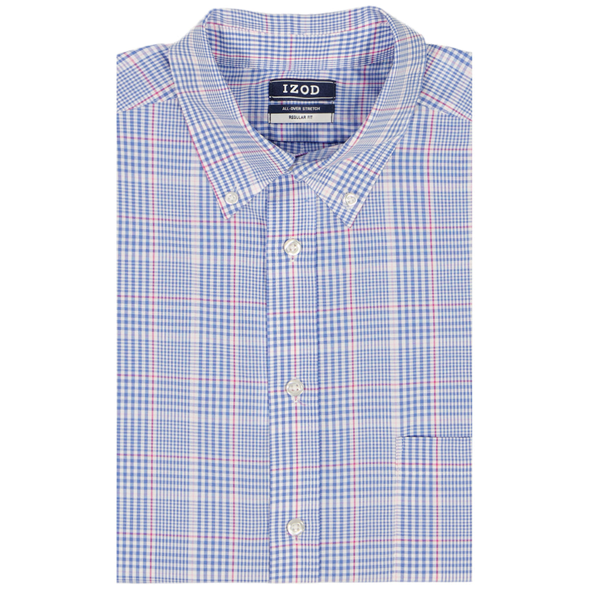 Izod BIG & TALL ALL-OVER STRETCH L/S PLAID BUTTON-DOWN DRESS SHIRT - ULTRAM