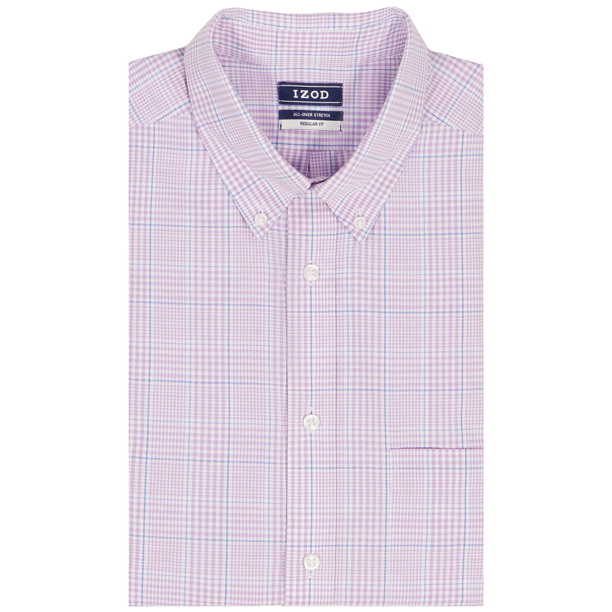 Izod BIG & TALL ALL-OVER STRETCH L/S PLAID BUTTON-DOWN DRESS SHIRT - SHEER