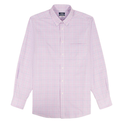 Izod BIG & TALL ALL-OVER STRETCH L/S PLAID BUTTON-DOWN DRESS SHIRT - SHEER