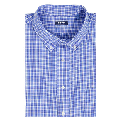 Izod BIG & TALL ALL-OVER STRETCH L/S PLAID BUTTON-DOWN DRESS SHIRT - ULTRAM