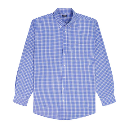 Izod BIG & TALL ALL-OVER STRETCH L/S PLAID BUTTON-DOWN DRESS SHIRT - ULTRAM