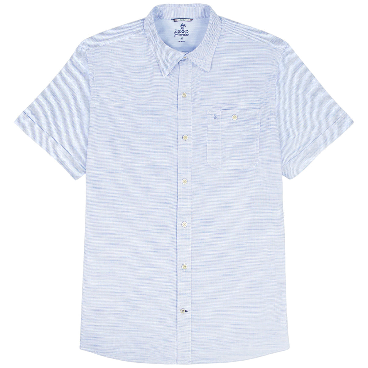 Izod BIG & TALL DOCKSIDE CHAMBRAY S/S BUTTON-DOWN SHIRT - BLUE REVIVAL