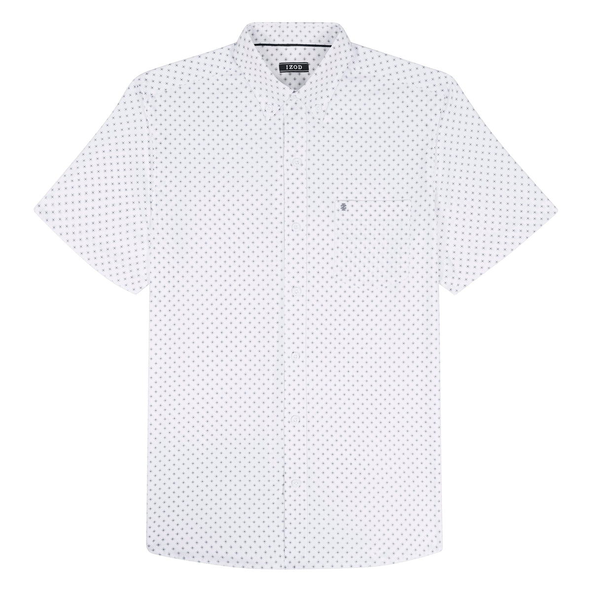 Izod BIG & TALL BREEZE S/S PRINTED BUTTON-DOWN SHIRT - BRIGHT WHITE