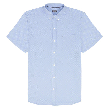 Izod BIG & TALL BREEZE S/S PRINTED BUTTON-DOWN SHIRT - CORNFLOWER BLUE