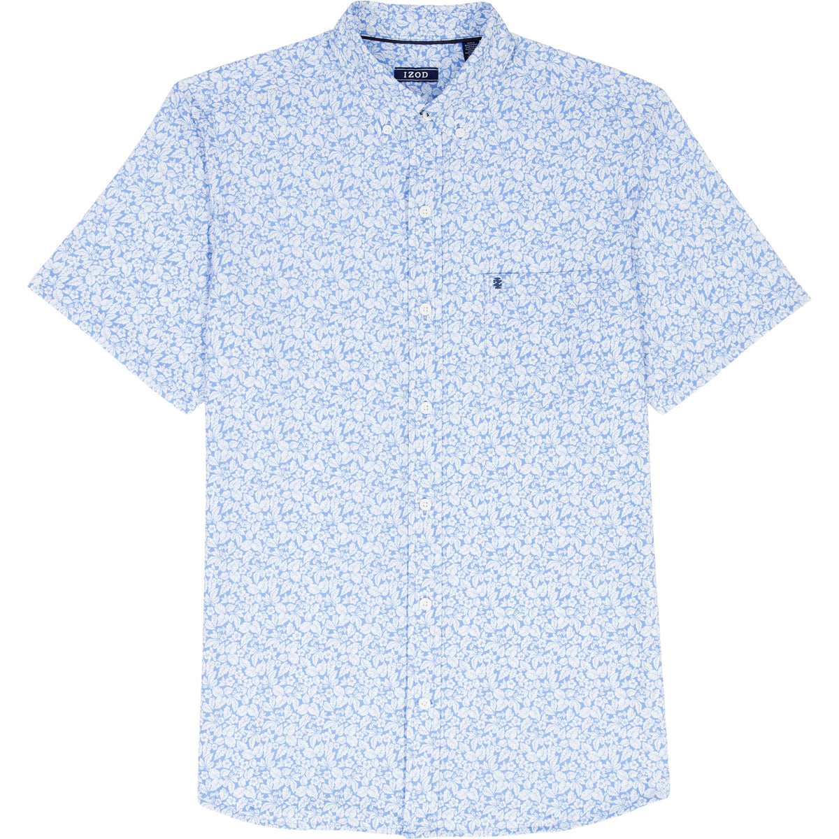 Izod BIG & TALL BREEZE S/S PRINTED BUTTON-DOWN SHIRT - CORNFLOWER BLUE
