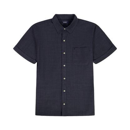 Izod BIG & TALL LUXURY S/S BUTTON-DOWN SHIRT - BLACK