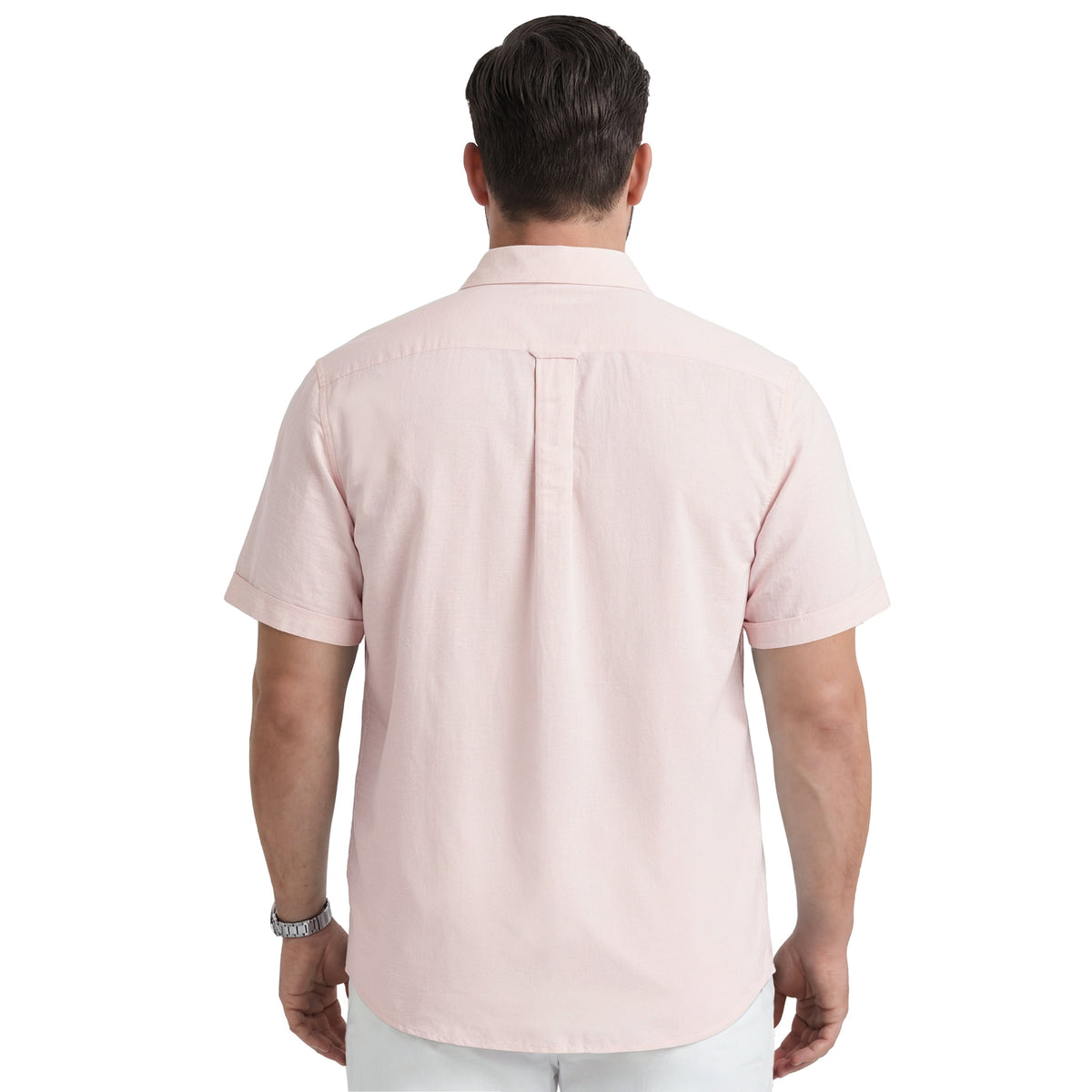 Izod BIG & TALL LUXURY S/S BUTTON-DOWN SHIRT - CROCKERY