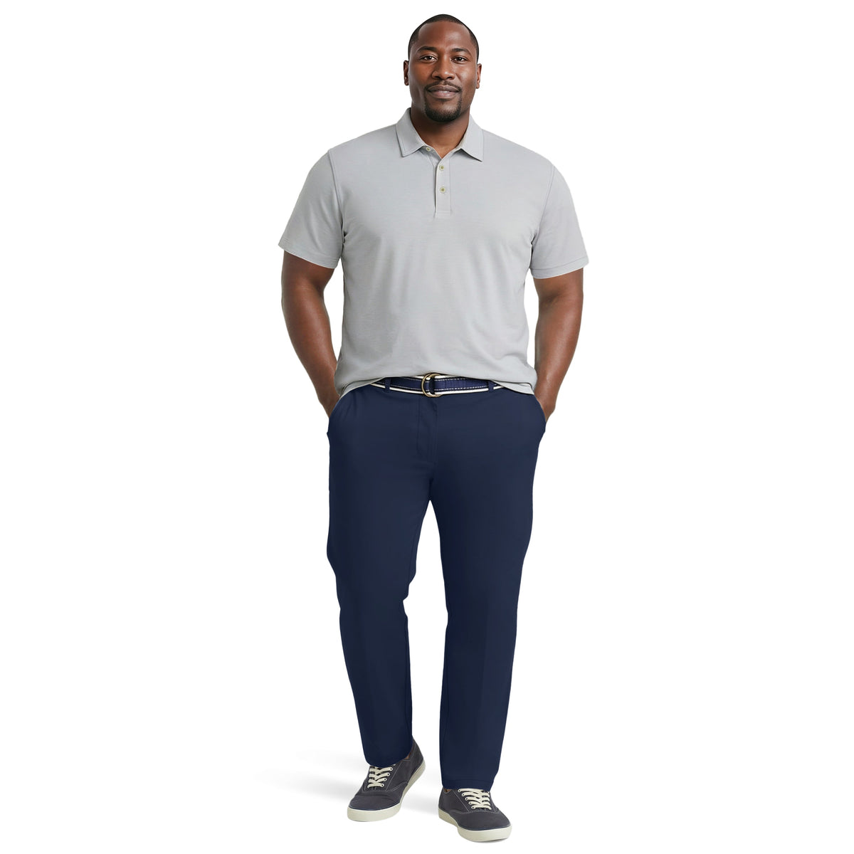 Izod BIG & TALL DOCKSIDE SLUB S/S POLO - HARBOR MIST