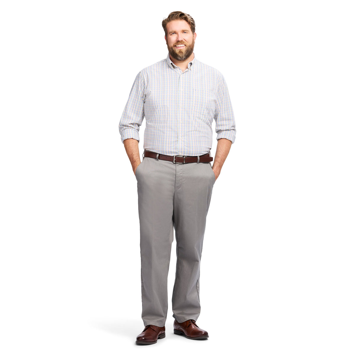 Izod Big & Tall Performance Comfort L/S Shirt - Lemon Meringue