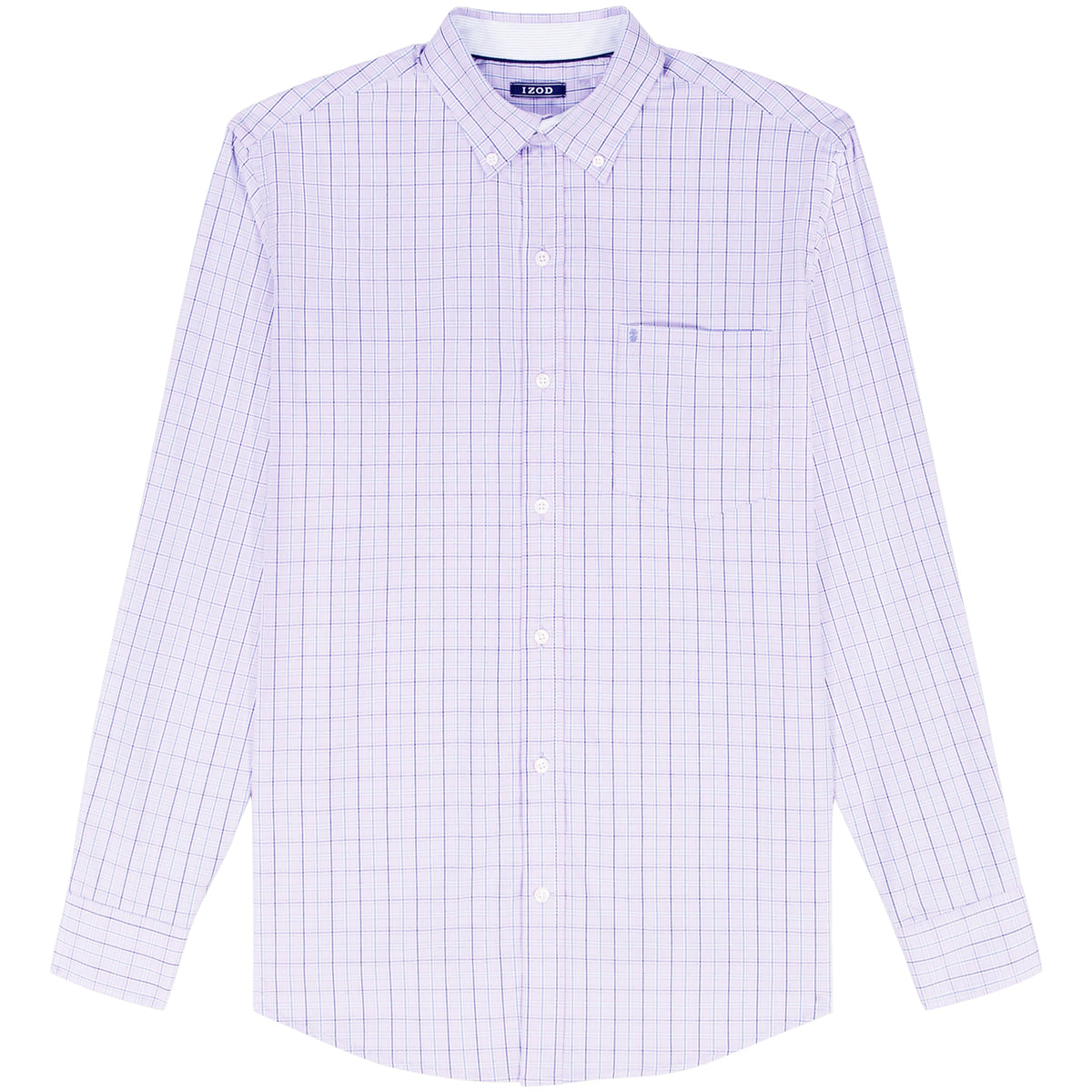 Izod Big & Tall Performance Comfort L/S Plaid Shirt - Pastel Lilac