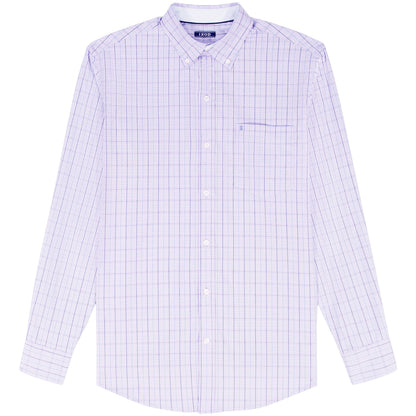 Izod Big & Tall Performance Comfort L/S Plaid Shirt - Pastel Lilac