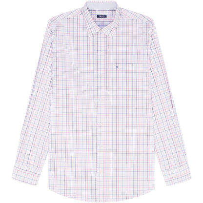 Izod Big & Tall Performance Comfort L/S Plaid Shirt - Fandango Pink