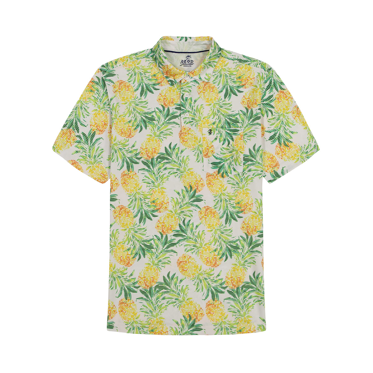 Izod BIG & TALL SUNSHIELD PERFORMANCE S/S PRINTED POLO - LEMON DROP